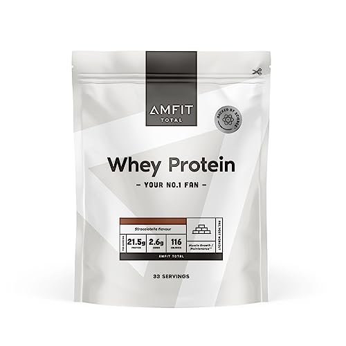 Amazon-Marke: Amfit Nutrition TOTAL Whey Protein Pulver, Geschmacksrichtung: Stracciatella, 33 portions, 1 kg (1er Pack),
