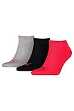 PUMA 9 Paar Sneaker Invisible Socken Gr. 35-49 Unisex für Damen Herren Füßlinge, Farbe:232 - black/red, Socken & Strümpfe:47-49