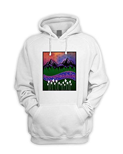 Tribal T-Shirts Psychedelia Magic Mushroom Drug DMT Pull Over Pouch Pocket Hoodie, Weiß, Large