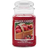 Village Candle Knackiger Apfel große Duftkerze im Glas, 737 g, rot, 10.4 x 10.1 cm