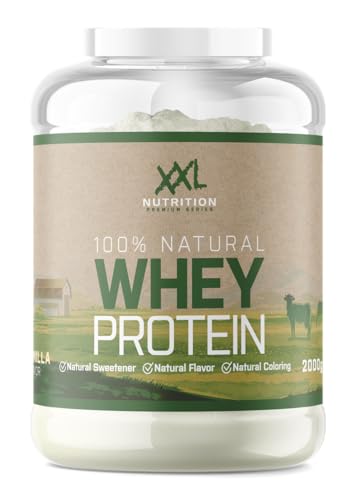 XXL Nutrition - Natural Whey Protein - Eiweiss Protein Pulver, Whey Konzentrat & Isolat - 100% Natürlich - Schokolade - 750 Gramm
