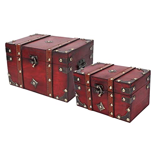 Holz Koffer, 2 Stück Großraum Vintage Holz Aufbewahrungsbox Multifunktional für Souvenir für Postkarte