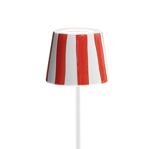 Zafferano Schutzhülle aus Keramik für Poldina Lampe Made in Italy – Lampenschirmabdeckung von Hand verziert (rote Streifen)