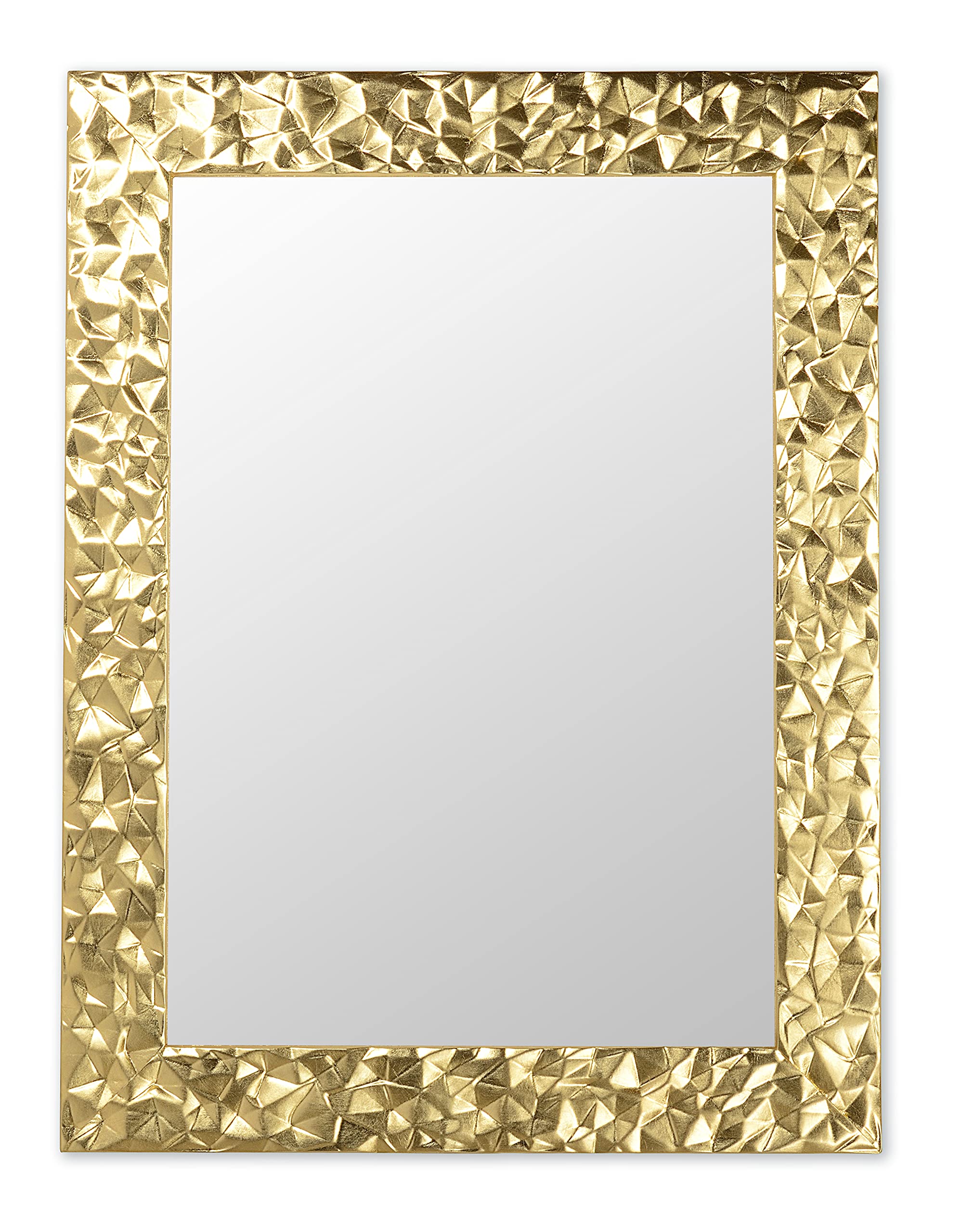 MO.WA Wandspiegel Spiegel Blattgold 72x95 cm Gold rechteckig modern Holzrahmen Schlafzimmer Spiegel Goldener Spiegel Wohnzimmer