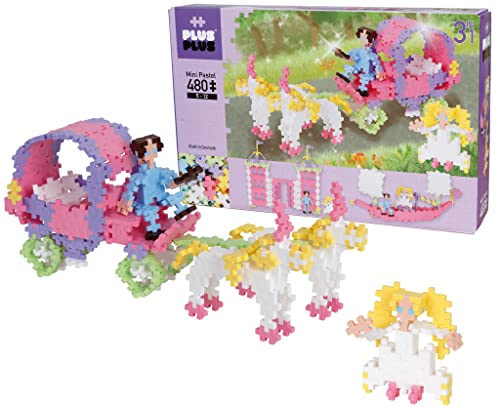 Plus-Plus 9603771 Geniales Konstruktionsspielzeug, Pastell Prinzessinnentraum, Mini Basic, 3-in-1 Bausteine-Set, 480 Teile