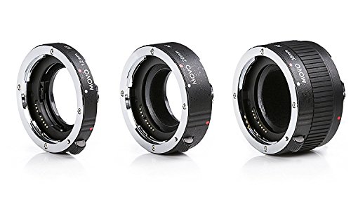 Movo MT-S68 Makro-Verlängerungsrohr-Set für Sony Alpha DSLR Kamera, A-Mount Lens System mit 12 mm, 20 mm, 36 mm Röhren