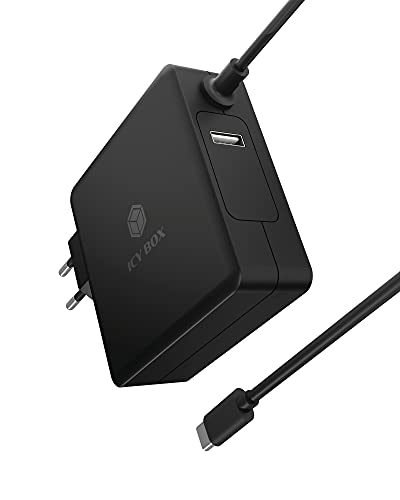 ICY BOX 90W USB-C Netzteil für Laptops, Tablets und Smartphones, Schutzfunktion, Power Delivery 3.0, 1,8 m Kabel, Schwarz