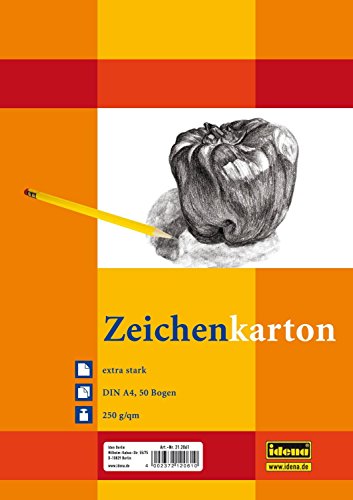 Idena 212061 Zeichenkarton extra stark, DIN A4, 250 g / m², 50 Bogen 3er Sparpack