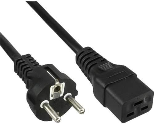 PremiumCord Netzkabel 230V 3m, Stromkabel mit Schutzkontakt auf Kaltgerätebuchse C19, IEC 320, PC Netzkabel 3 Polig, 16A, Farbe schwarz