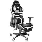 Bürostuhl Gaming Schreibtischstuhl Drehstuhl Race Chair Sportsitz + Beinauflage (GX825 Weiß)