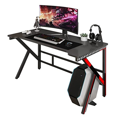 Gaming-Schreibtisch, I-förmiger Schreibtisch, stabil, für Zuhause, Büro, PC, Laptop, Workstation, Gaming-Computertisch, Arbeitszimmer, Schreibtisch, ergonomischer PC-Computertisch für PC, groß, L 120