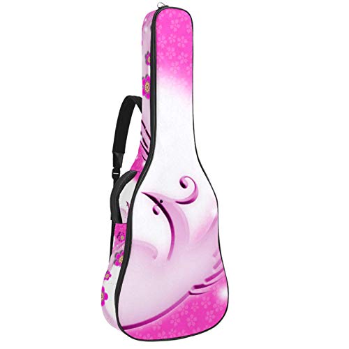 Gitarrentasche mit Reißverschluss, wasserdicht, weich, für Bassgitarre, Akustik- und klassische Folk-Gitarre, Vogel Pflaume Pink