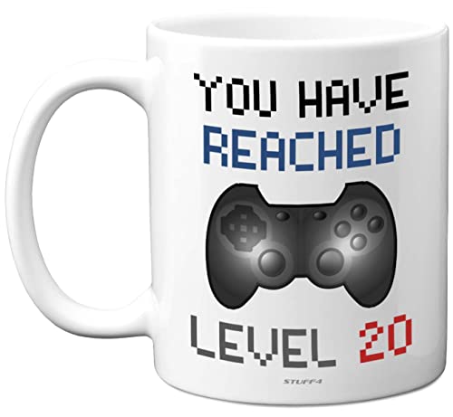 Gamer-Geschenk zum 20. Geburtstag Level 20 Gamer-Tasse 20. Geburtstag 325 ml spülmaschinenfest Geburtstagsgeschenke Männer oder Frauen Retro-Videospiel lustige Tasse Gaming-Geschenke Sie oder Ihn