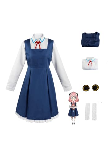 Erwachsene Kinder Anime Spy X Family Anya Forger Cosplay Kostüm Kleider Halloween Party Uniform Outfits (Anya Forger,3XL)