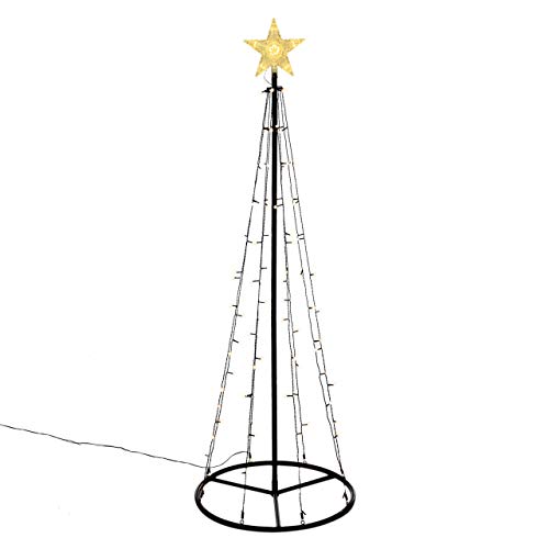 106 LED warm weiß Lichtpyramide mit Leucht-Stern Lichterbaum 180 cm Baum mit Stern Trafo Timer Weihnachtsbaum Xmas-Deko Außen Leuchtbaum