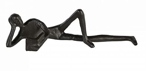 Themen Figur, Skulptur mit Spruch und Weisheit ' Ruhe zieht das Leben an ... ' , aus Eisen BRÜNIERT, durch wundervolles Design in Szene gesetzt, 18 x 7 x 6 cm, Modell männlich