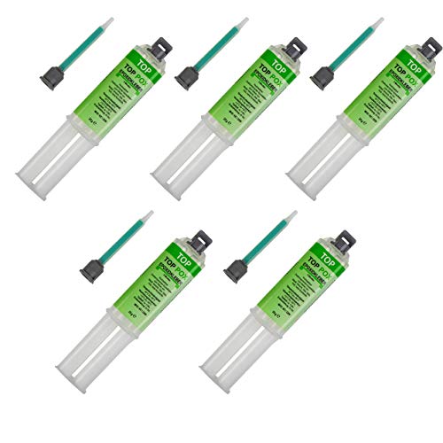 Top Pox Epoxydkleber 5Min Klebeharz in Dosierspritze + Mischdüsen - Reparaturharz - Zweikomponentenkleber (5 Stück)