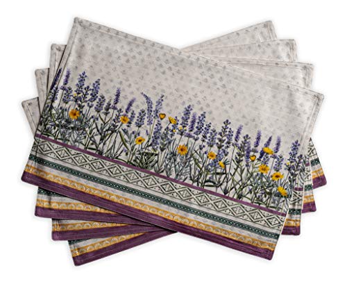 Maison d' Hermine Fanny Lavender 100% Baumwolle Set mit 4 Tischsets für den Esstisch | Küche | Hochzeit | Alltag | Dinnerpartys | Frühling/Sommer (33 cm x 48 cm)