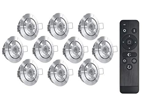 LEDUX 3W LED Einbaustrahler - SCHWENKBAR - IP44 Schutz, 3000K Warmweiß, Dimmbar, Flache Einbauleuchten für Innen- und Außen (10er-Set)