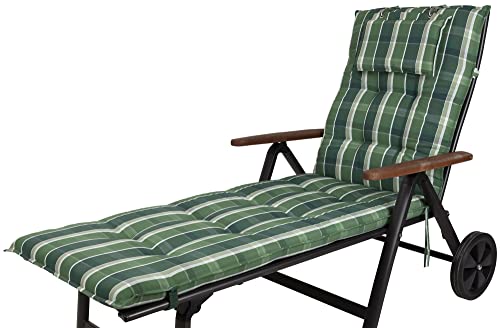 10557-200 Auflage Rollliege Monte grün kariert 193x60x8 cm Sitzpolster (ohne Liege)