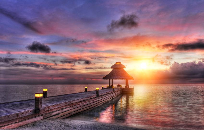 papermoon Vlies- Fototapete Digitaldruck 350 x 260 cm Maldives Sunset