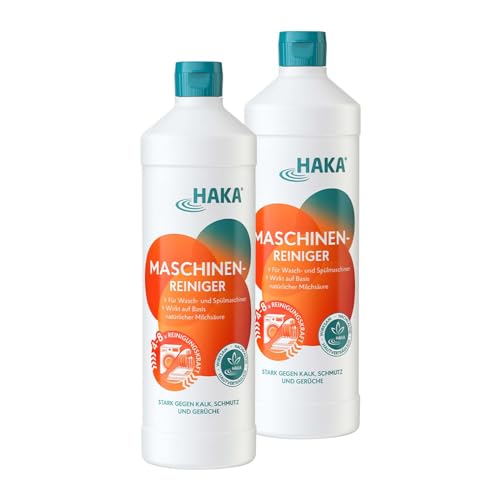 HAKA Maschinenreiniger für Geschirrspüler, 2 x 1 l, Waschmaschine gegen Kalk, Schmutz, Gerüche