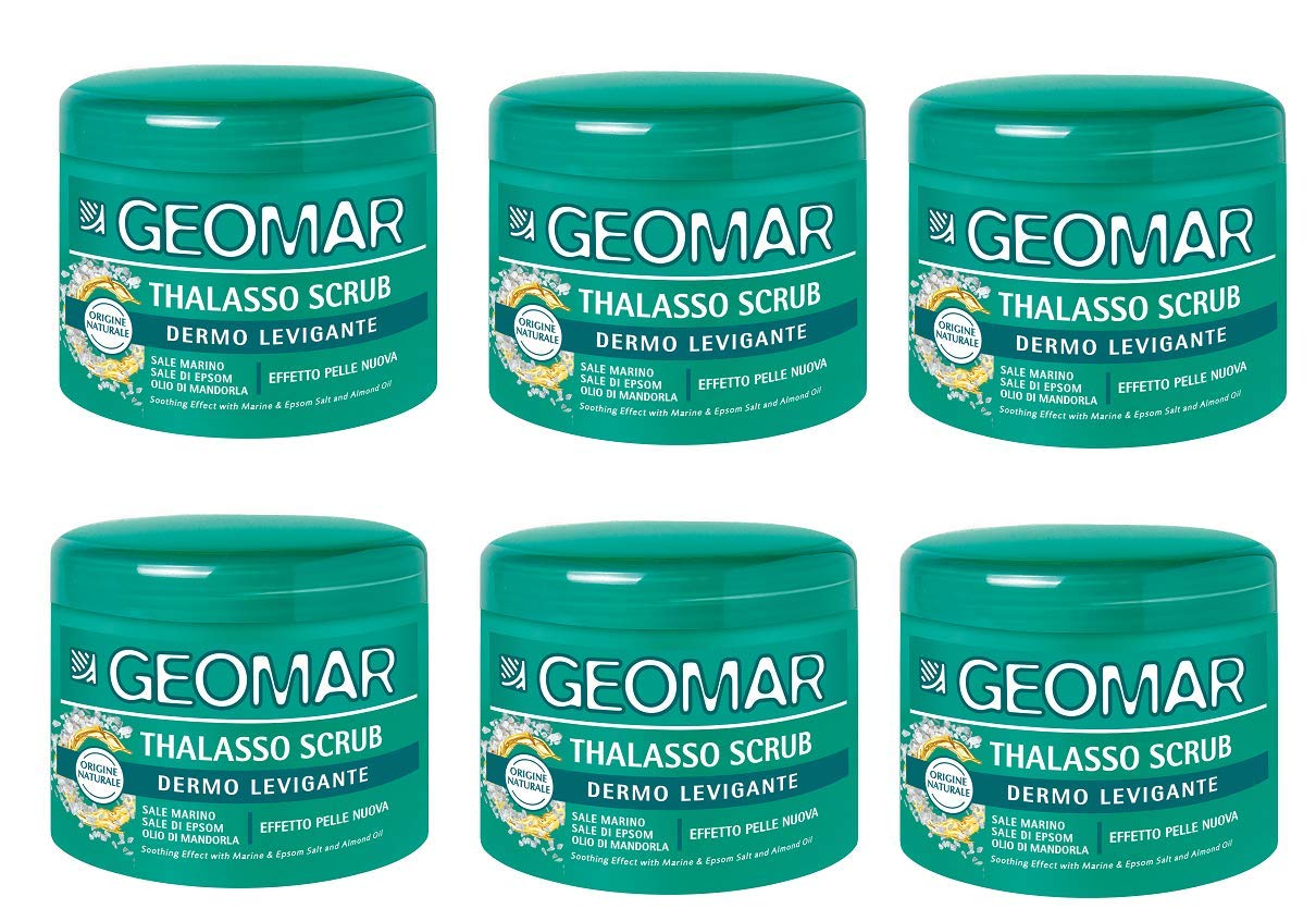 GEOMAR | Thalasso Scrub Dermolevigant, mit Meersalz, Bittersalz und Mandelöl, Made in Italy, 6 x 600 g