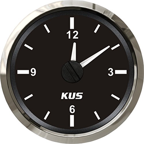 KUS garantiert Clock Meter Gauge 12-Stunden-Format mit Hintergrundbeleuchtung 52 mm (2 ") 12 V / 24 V (schwarz)