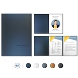 5 Stück 3-teilige Bewerbungsmappen Esclusiva® Exzellent in Nachtblau mit 2 Klemmschienen // in 1A-Premium-Qualität mit hochwertiger Flach-Prägung „BEWERBUNG“ // Produkt-Design von"Mario Lemani"