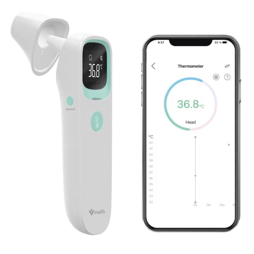 TrueLife Care Q10 BT Fieberthermometer und Ohrthermometer mit Bluetooth und App Berührungsloses Infrarot Kontaktlos Stirnthermometer für Kinder und Erwachsene | CE, RoHS, ISO, SUKL genehmigt