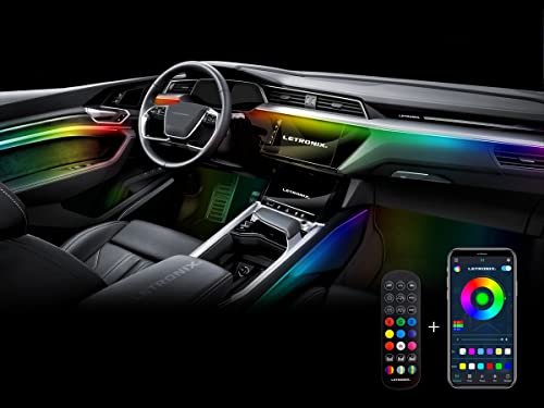 letronix RGBIC RGB Full LED Rainbow Ambientebeleuchtung mit Bluetooth APP Steuerung und Fernbedienung (Armaturenbrett + 4 Türen)