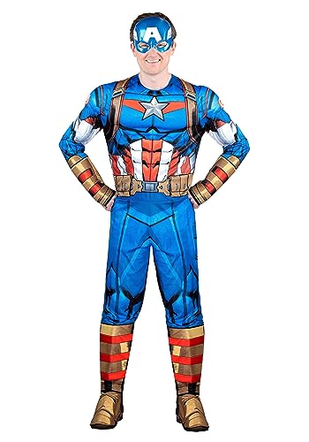 Jazwares Marvel Captain America Kostüm für Erwachsene, Blau, 2 Stück