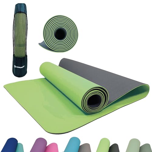 Schildkröt-Fitness Unisex – Erwachsene Yogamatte 4mm Bicolor, Lime/Anthrazit, 960167, Einheitsgröße