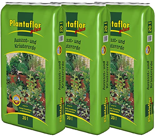 Plantaflor Plus Aussaaterde Kräutererde Ansaaterde Stecklingserde Erde Blumenerde 60 Liter (3 x 20 L)