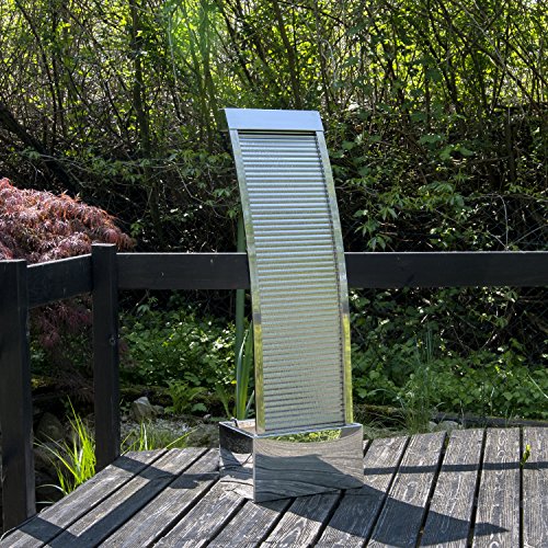Köhko Terrassenbrunnen 23013 aus Edelstahl Höhe ca. 110 cm Wasserspiel Gartenbrunnen mit LED-Beleuchtung