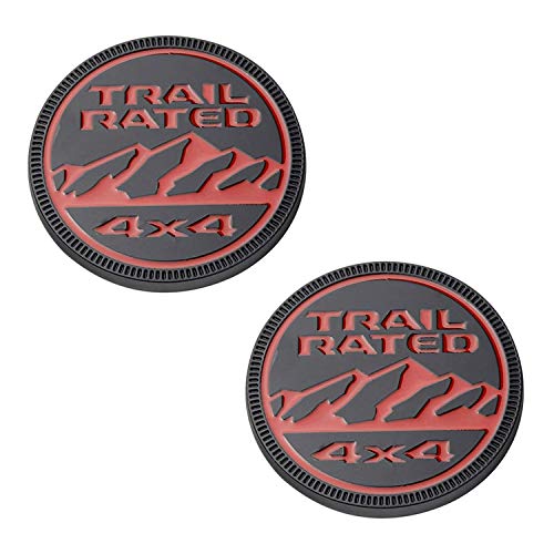 HAOXUAN 2 Stück Trail bewertet 4x4 Metall Emblem Abzeichen Aufkleber Geeignet für Jeep Wrangler Cherokee Liberty,Black+red