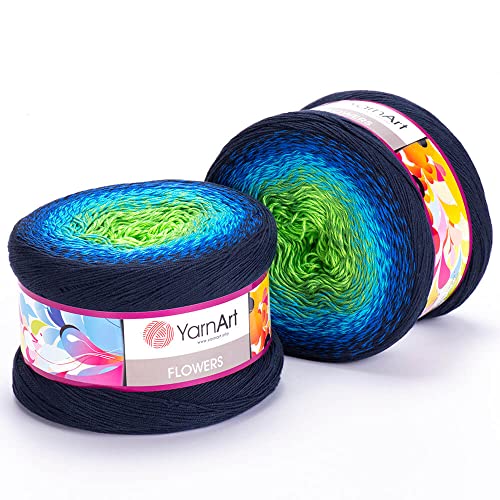 YarnArt Flowers 2 x 250 Gr Knitting Yarn 500 Gr 55% Baumwolle - 45% Pac - Color:Multicolored 300