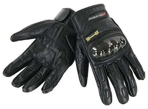 Rider-tec Handschuhe Motorrad Leder postgeprüft rt-4133-b, schwarz, Größe XXXL