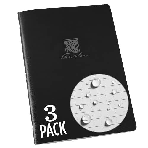 Rite in the Rain LG Notebook (Nr. 771-LGL3), 16,8 x 21,6 cm, schwarze Hülle, universelles Muster, 3 Stück