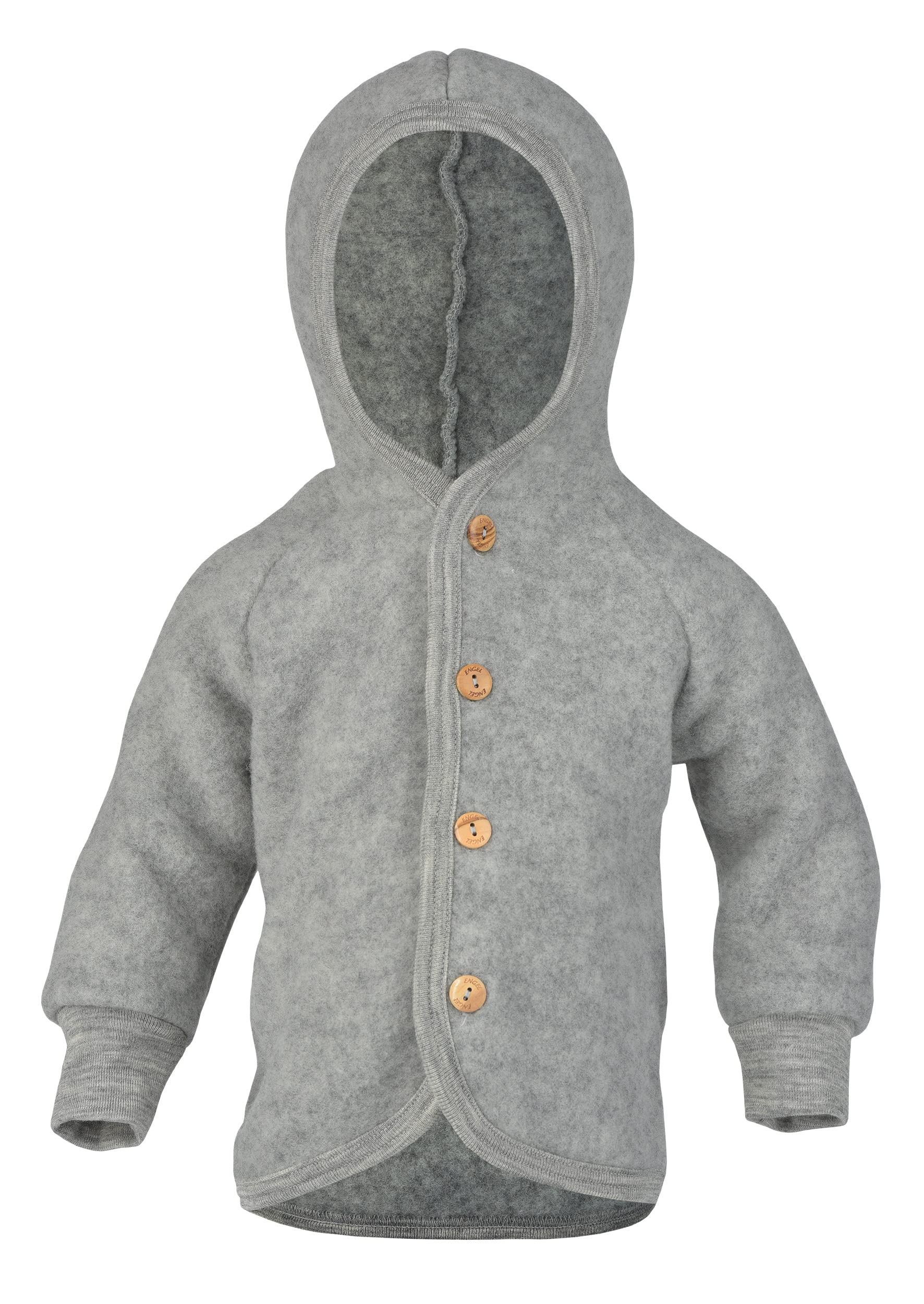 Engel Baby Jacke mit Kapuze Wollfleece, Hellgrau Melange, 50/56