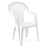 Monobloc stapelbarer Stuhl mit hoher Rückenlehne, Made in Italy, 55 x 56 x 89 cm, weiße Farbe