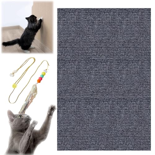 Katzen Kratzmatte Selbstklebend, Kratzmatte Selbstklebend, Cat Scratching Mat, DIY Climbing Cat Scratcher, Trimmable Self-Adhesive Cat Scratching Post (60CM X 100CM,Gray)