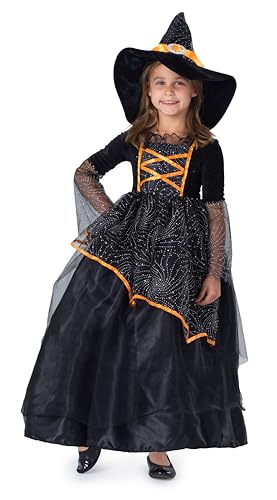 Dress Up America Kleines Mädchen schwarz und orange Hexe Kostüm