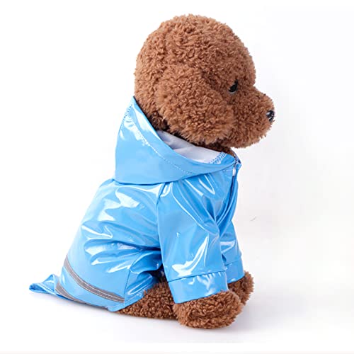 Hunde-Regenmantel Leichter Haustier-Regenponcho für kleine bis mittelgroße Hunde, mit Halsband-Geschirrloch – PU-reflektierende wasserdichte Hunde-Regenjacke mit Kapuze
