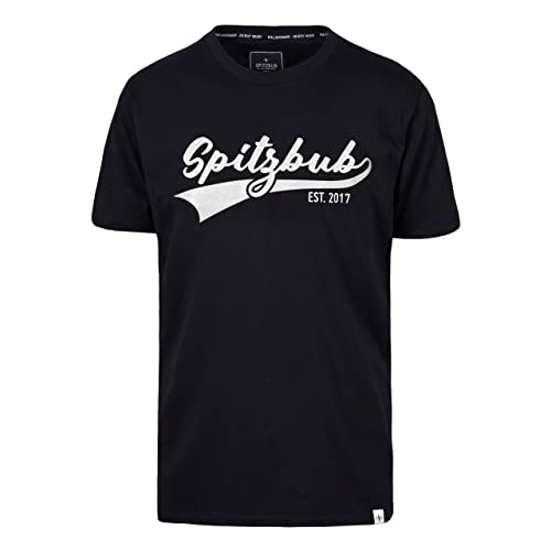 Spitzbub Herren T-Shirt Shirt mit Print oder Stick Retro-Design in Schwarz (as3, Alpha, s, Regular, Regular, S)
