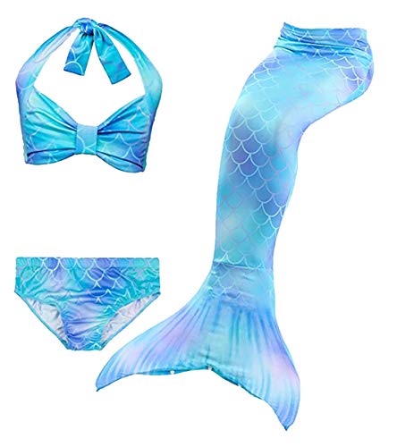 shepretty Meerjungfrau Schwanz mit Bikini-Set für Mädchen Schwimmen Kostüme Cosplay,wupudh46,110