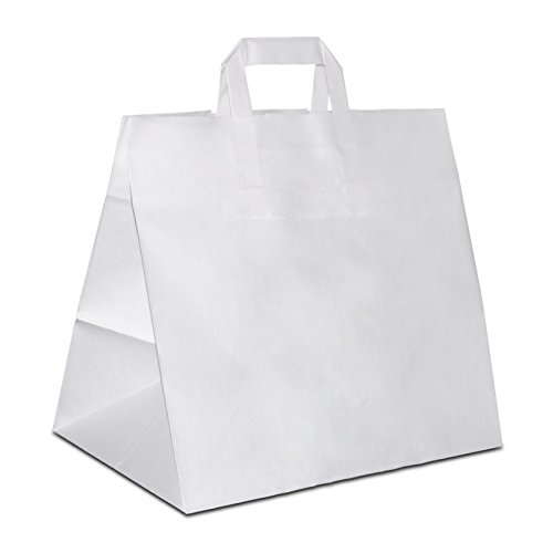 100 x Bäckertüten weiß 26+17x25 cm | Papiertüten extra breiter Boden | Konditortaschen Papier | Take Away Tüten | HUTNER