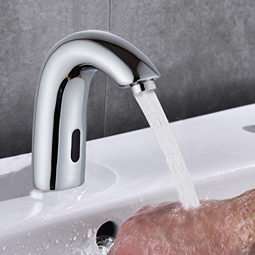 Hochwertig Infrarot Sensor Warm- und Kaltwasser Wasserhahn Bad Automatik Waschtischarmatur Waschbecken Armatur für Badzimmer Sensor Wasserhahn berührungslose für Küche