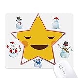 Shy Yellow Cute Online Chat Happy Christmas Snowman Family Star Mauspad