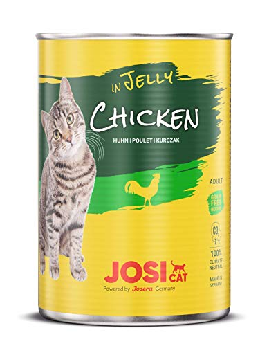 JosiCat Chicken in Jelly (12 x 400 g) | Premium Nassfutter Gelee mit Huhn | für ausgewachsene Katzen | Katzenfutter getreidefrei | powered by JOSERA
